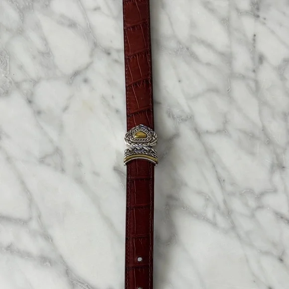 🌼BRIGHTON🌼 Marcus Mixed Metal Reversible Black and Brown Leather Belt, Size M 30 - Picture 7 of 16